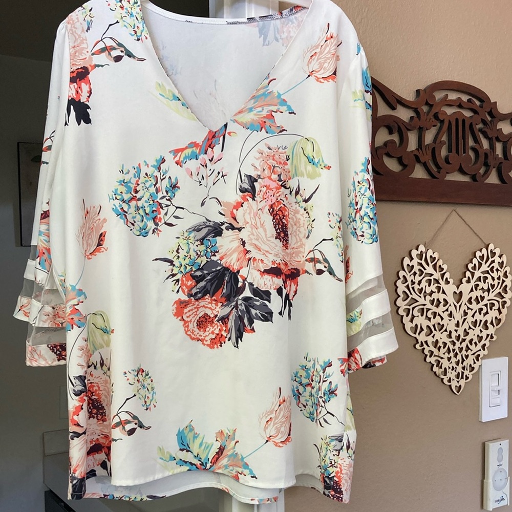 Floral V-Neck Women's Top